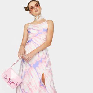 NWOT ASTR THE LABEL Tie-Dye Y2K High Neck Bias Midi Dress